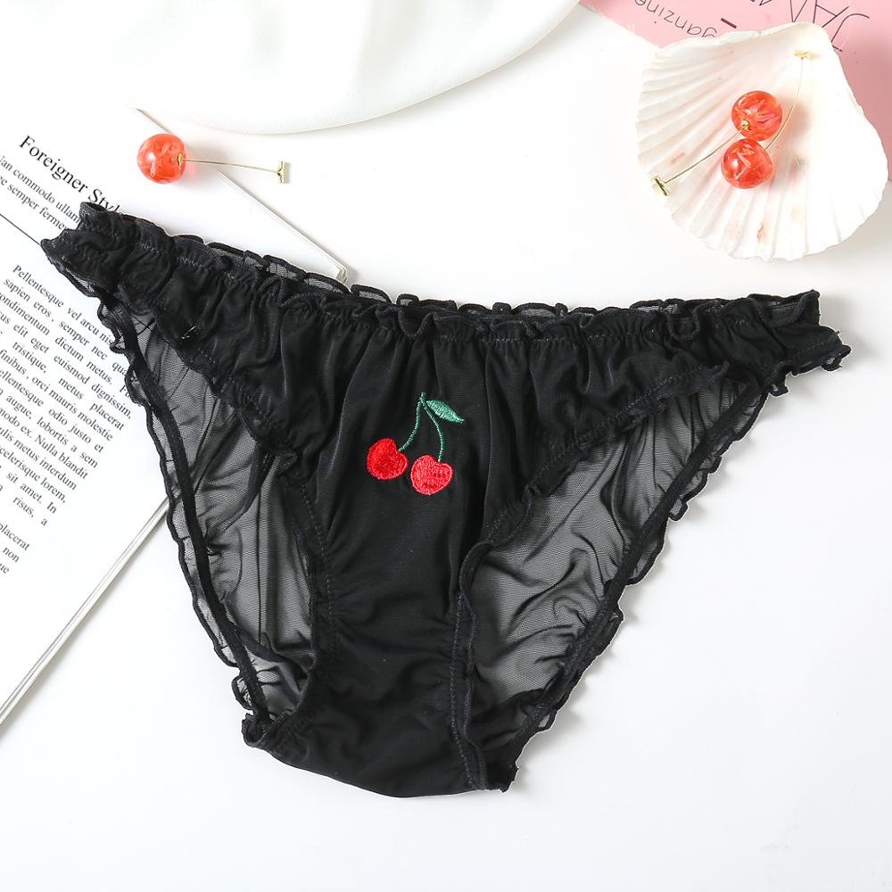 Sexy Women Lace Underpant Fruit Embroidery Low-waist Panties Transparent Women's lingerie Cotton Crotch New Summer Fashion Thong