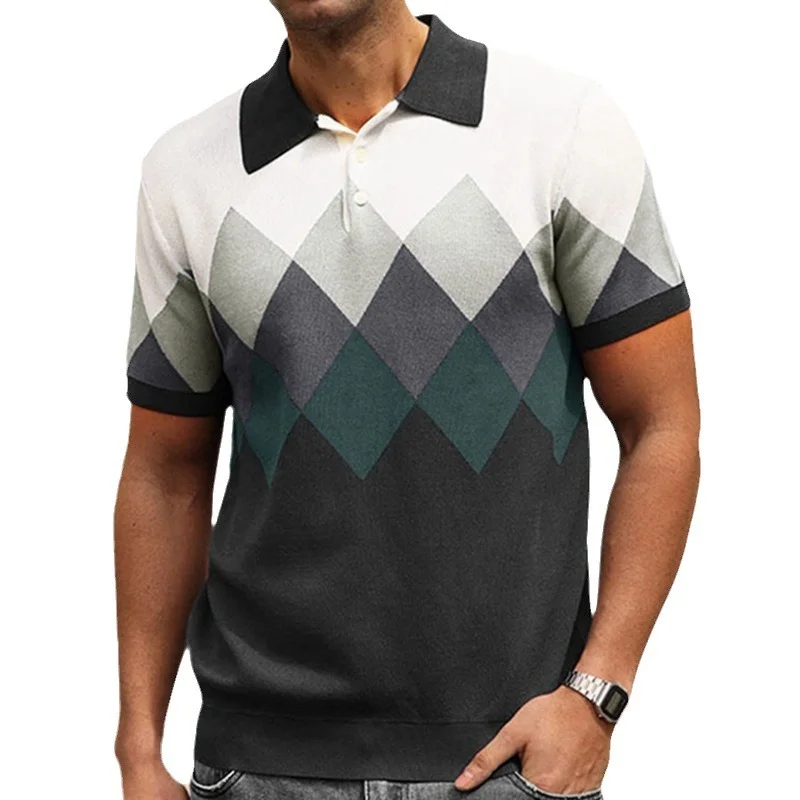 Uveng Uveng Men's New Summer Short-Sleeved Tweed Jack T-Shirt Business POLO Shirt Men's SY0122