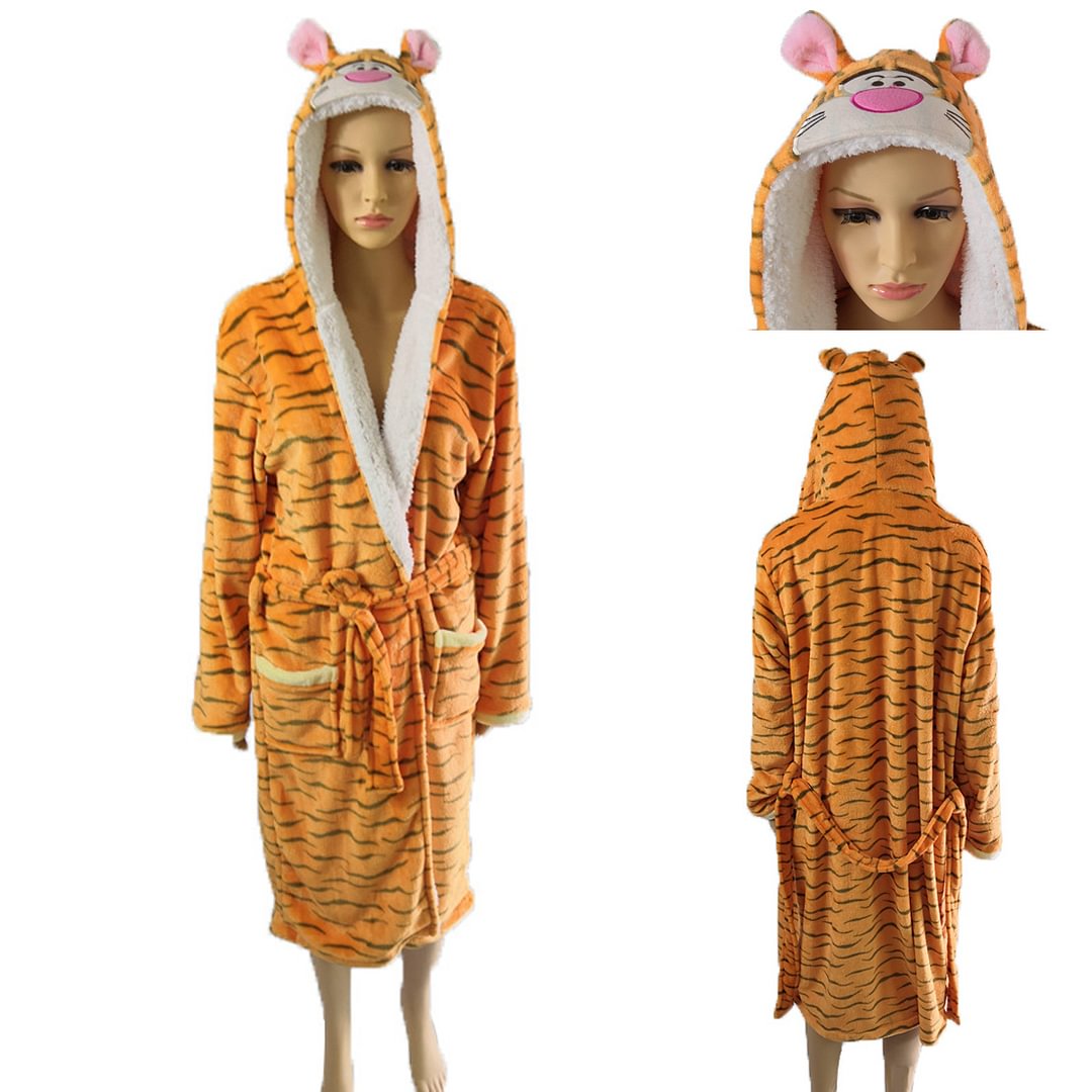 Adult Kids Tiger Bathrobe Animal Kigurumi Onesies Pajamas-Pajamasbuy