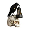 Resin Crow Skull Lamp Gothic Crow Night Light Handcrafted Retro Skull Lamp