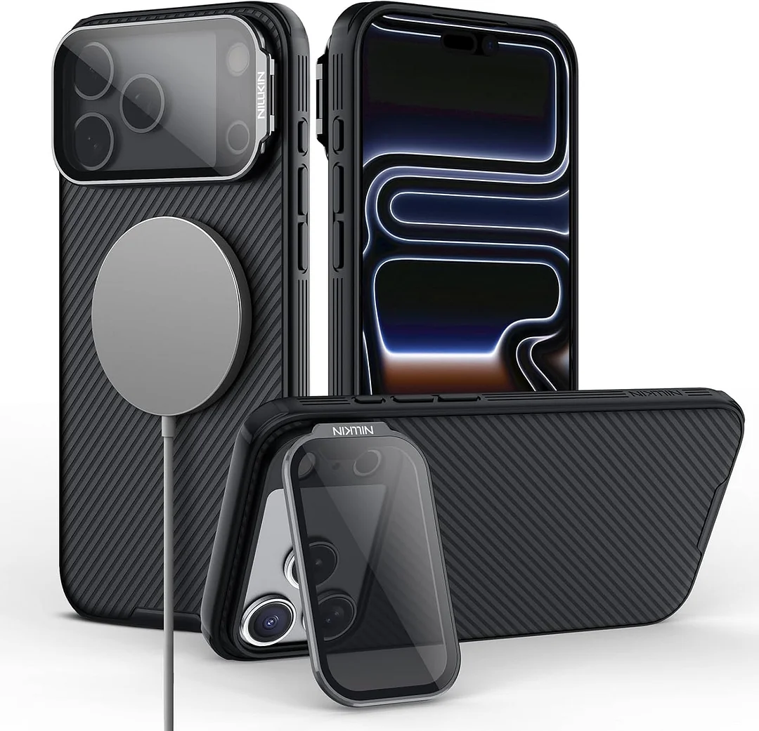 Nillkin for iPhone 17 Pro Max Case Magsafe, Compatible with MagSafe, Upgraded Full Camera Protection, Shockproof Protective, Adjustable Kickstand, iPhone 17 Pro Max Case with Stand 6.9 inch, Black
