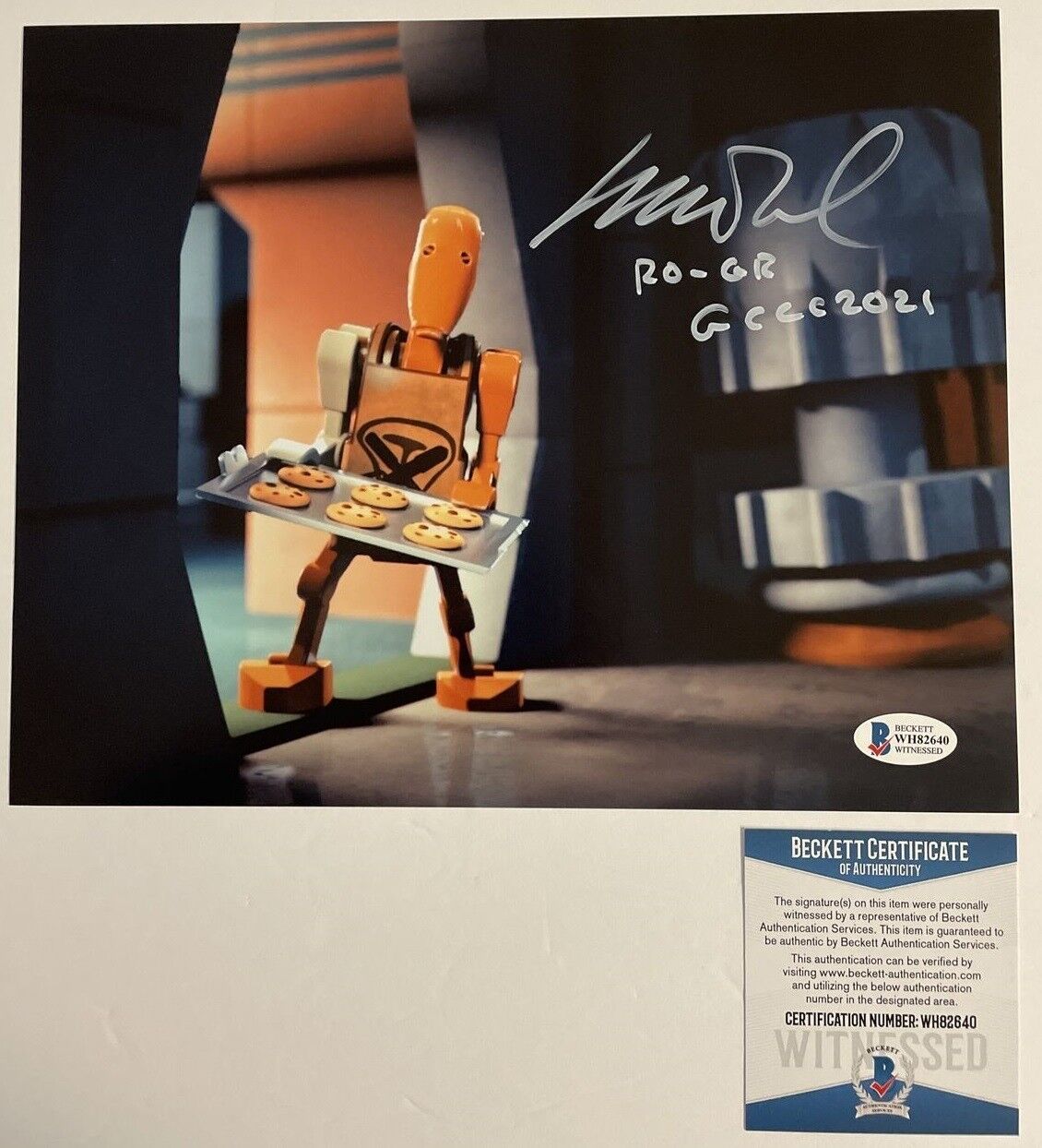 Matthew Wood as RO-GR in Star Wars signed 8x10 Photo Poster painting BAS Beckett COA