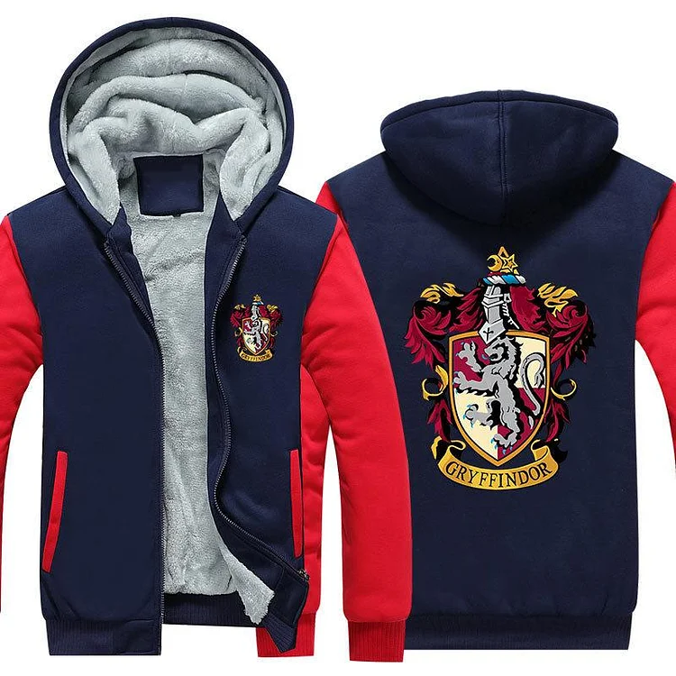 Mayoulove Harry Potter Gryffindor Pull over Hoodie Sweatshirt Autumn Winter Unisex Sweater Zipper Jacket Coat-Mayoulove