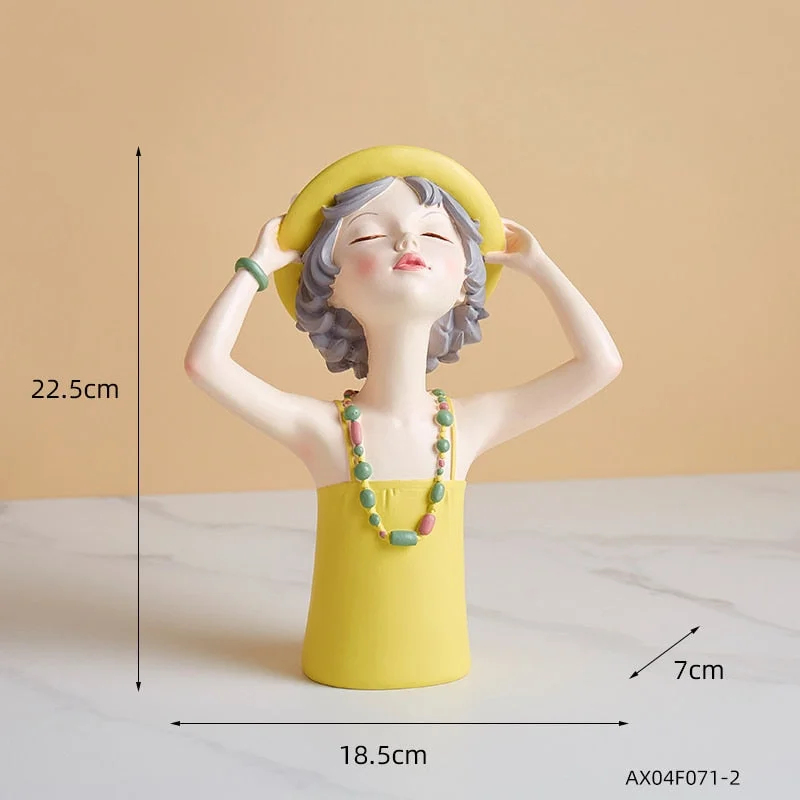 Summer Girl Sculpture Resin Figure Statue Modern Home Decoration Ornaments Living Room Girl Bedroom Decoration Gifts Resin Art