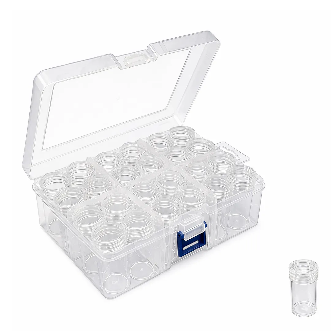 Diamond Painting Containers Multi Purpose Portable Plastic Case Box with Stickers & Compartments Arts Crafts Storage Bottle for Hardware Rhinestone