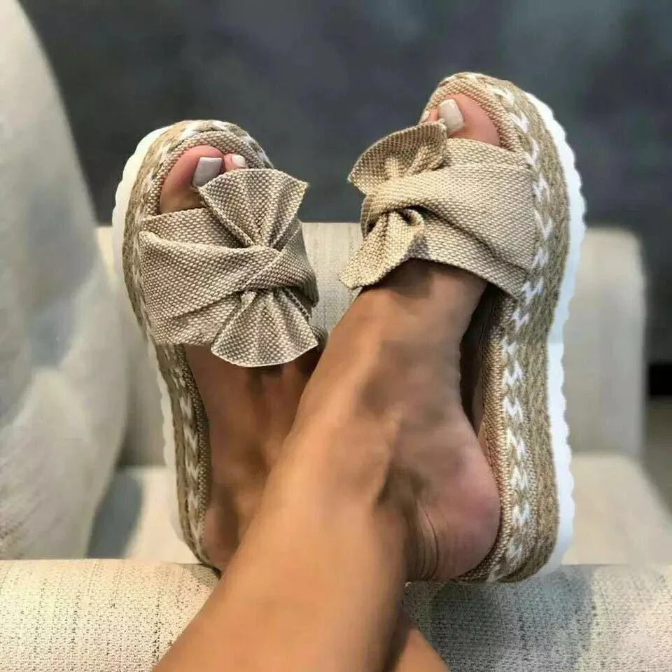 Women's Summer Bowknot Thick Sole Casual Beach Sandals