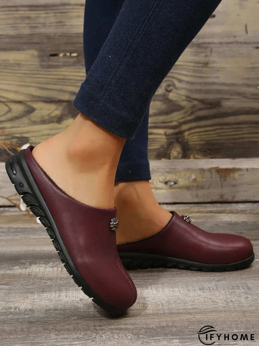 Vintage  Plain Color Non-Slip Flat Mules | IFYHOME