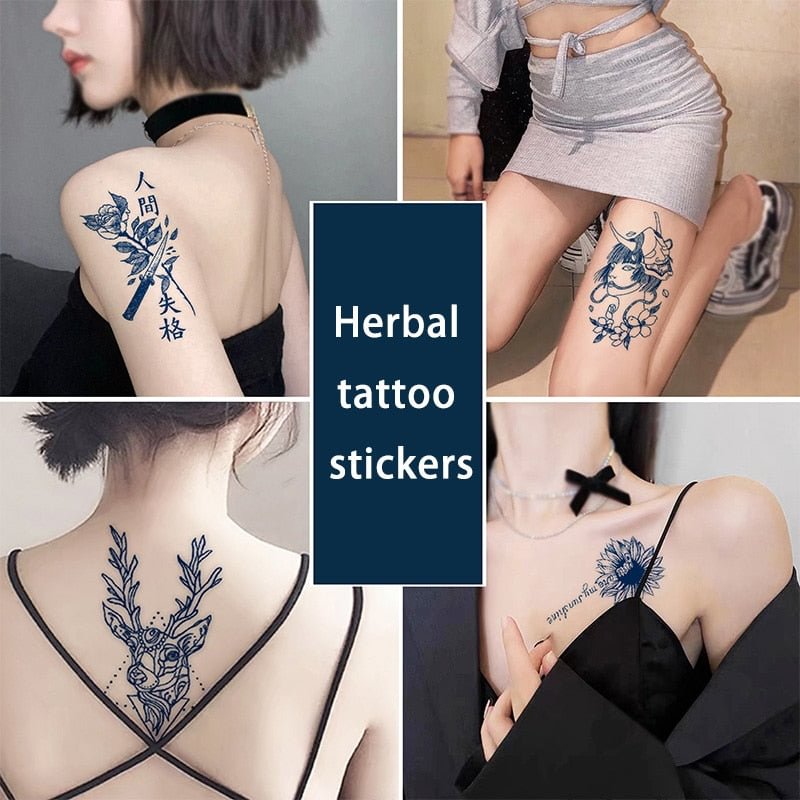 Juice Ink Temporary Long Lasting Tattoo Sticker Datura Flower Geometric Fruit Gel Waterproof Semi Permanent Fake Tatoo Men Women
