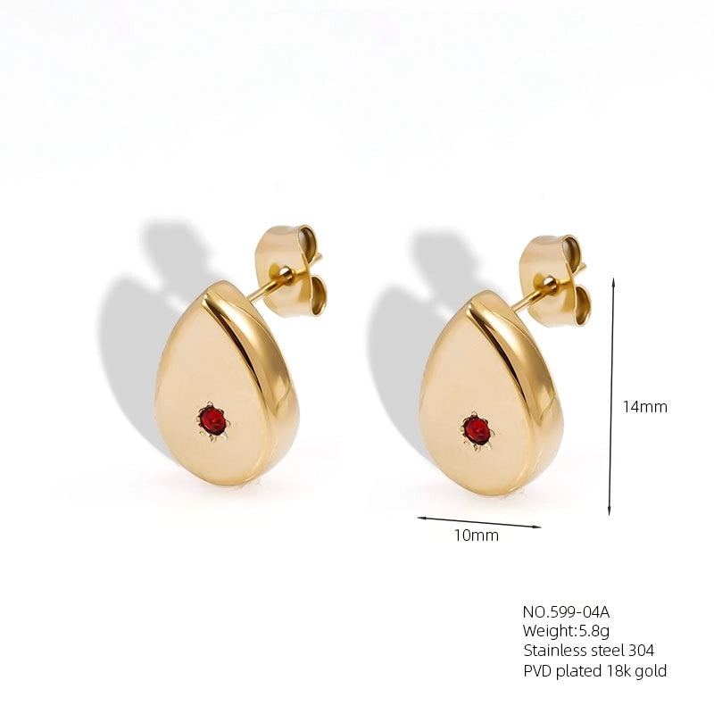 Casual Elegant Vacation Square Water Droplets 304 Stainless Steel Rhinestones 18K Gold Plated Inlay Earrings Necklace