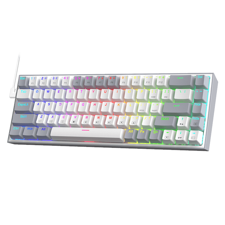 Redragon K631 Gery 65% Wired RGB Gaming Keyboard, 68 Keys Hot-Swappable Compact Mechanical Keyboard w/100% Hot-Swap Socket, Free-Mod Plate Mounted PCB & Dedicated Arrow Keys, Quiet Red Linear Switch