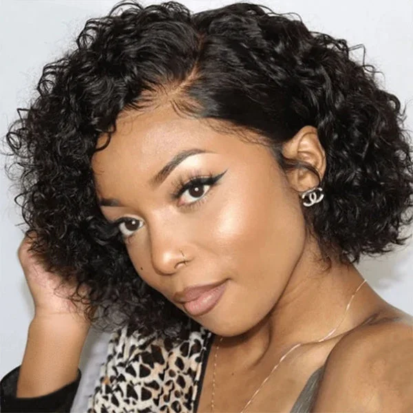🔥 🔥Trendy Short Cut Curly Minimalist HD Lace Glueless Side Part Wig