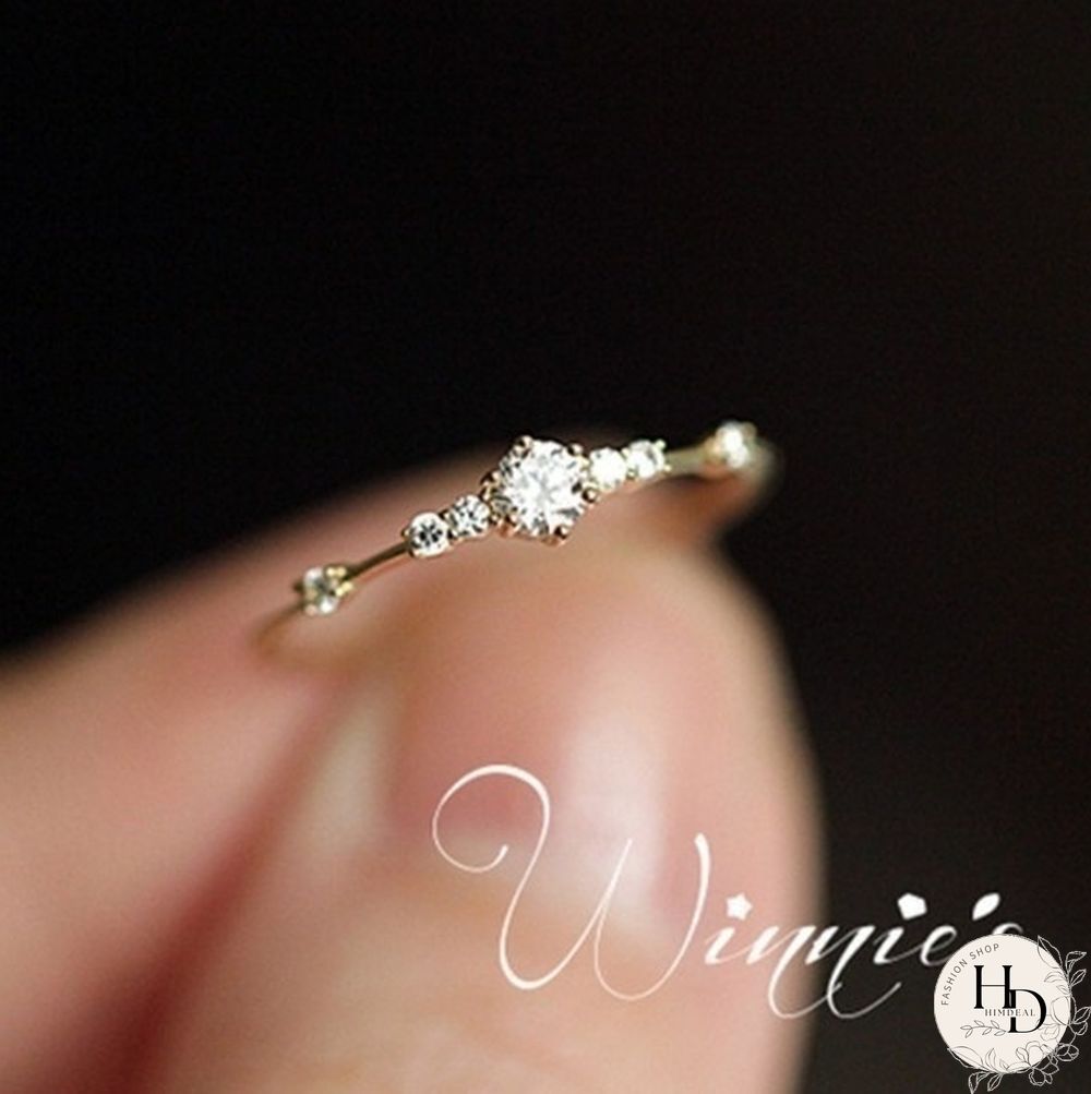 New 18k Yellow Gold 7 Small Diamonds Exquisite Ladies Engagement Diamond Ring Jewelry Ring (4-11)