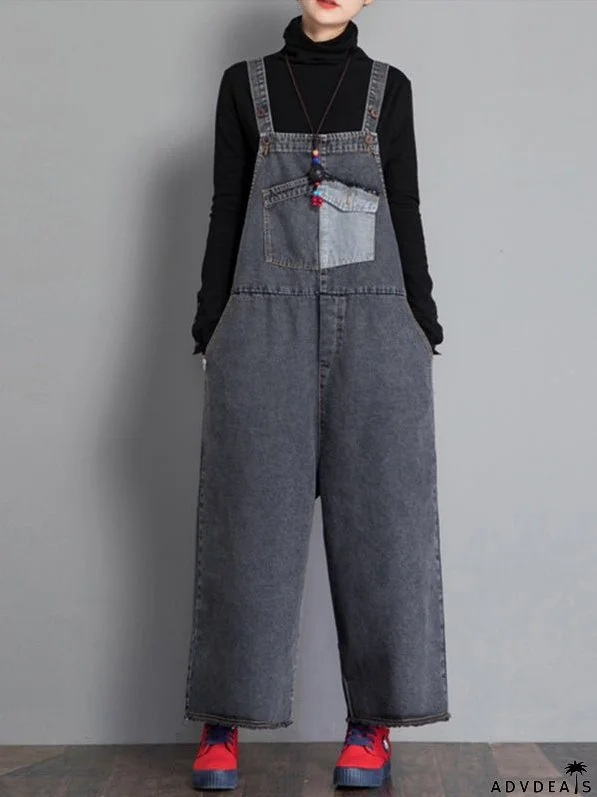 Jackie Thicken Denim Wide Leg Vintage Overall Dungaree