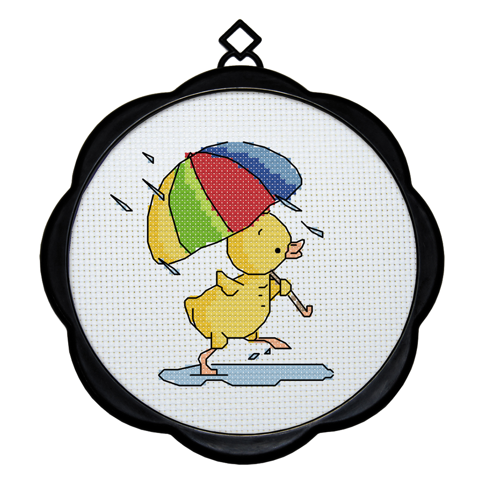 

Rainy Day Duck - 11CT Stamped Cross Stitch - 17*17CM (With Frame), 501 Original