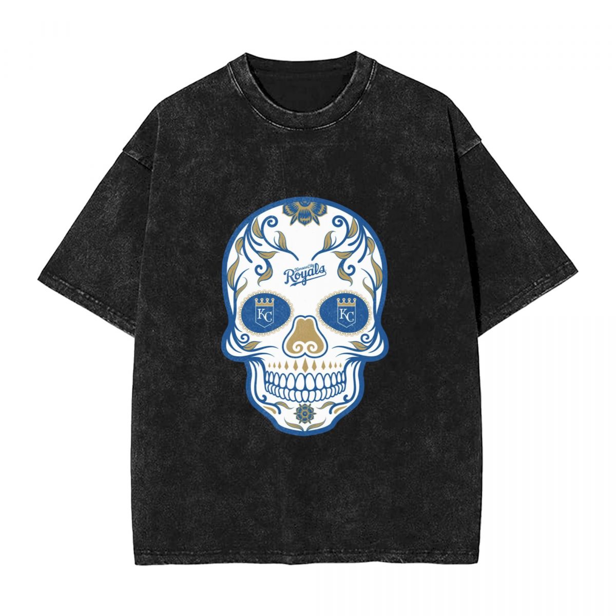 Kansas City Royals Skull Washed Oversized Vintage Men's T-Shirt