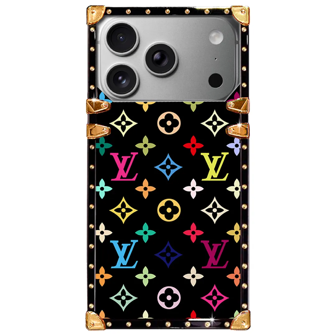 Luxury Vintage LV Multicolor Monogram Trunk Bumper Phone Case for iPhone Samsung
