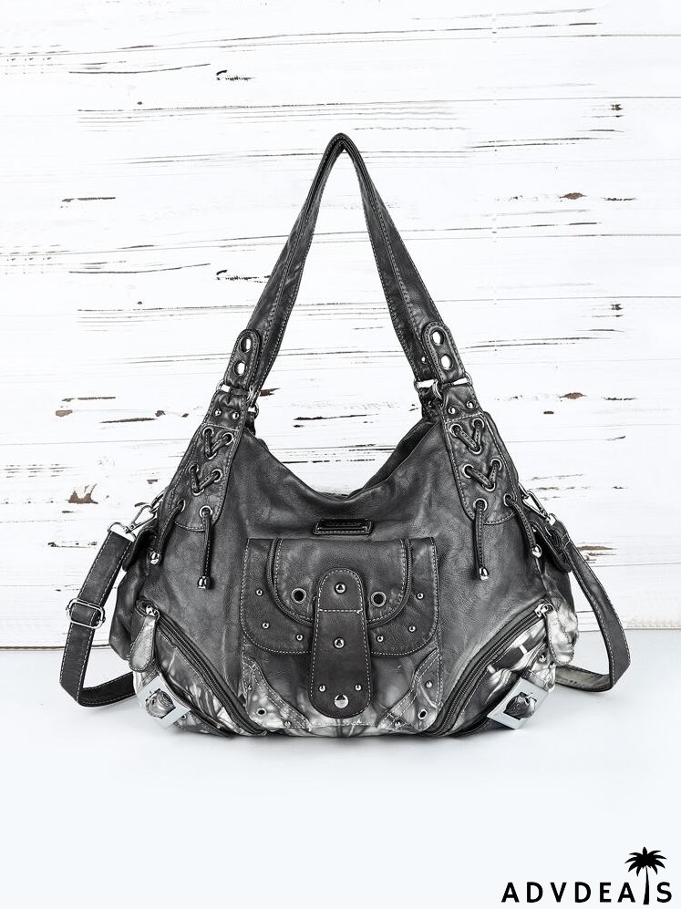 Eyelet Decor Ombre Strappy Tote Bag