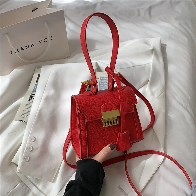 էѧӧܧ Luxury lock small square bag shoulder bag PU Leather for Women 2021 Summer Handbag Brand Luxury Crossbody Purses