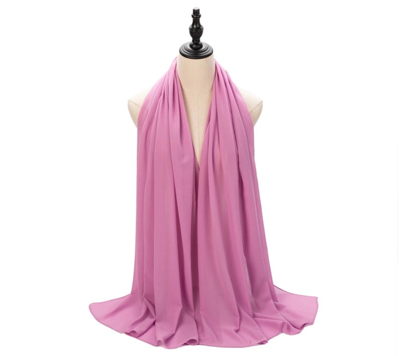 Hot Pearl Chiffon Yarn Muslim Women Hijab Silk Scarf Hui Turban Plain Long Scarf