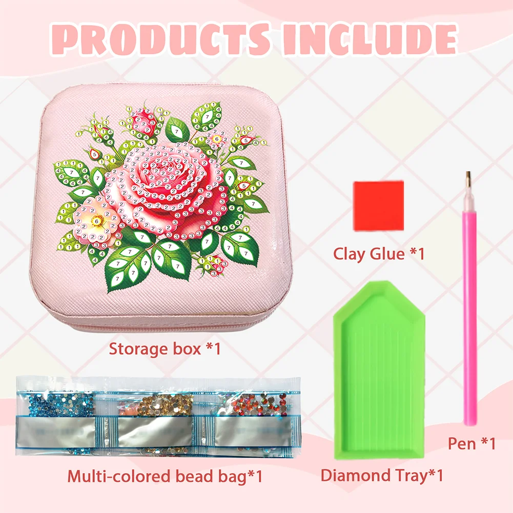 5D DIY Rose Special Shape Diamond Painting Jewelry Box for Art Crafts