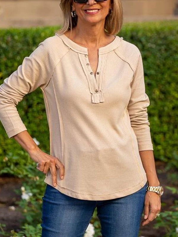 Butter Textured Knit Top With Raw Edge Detail