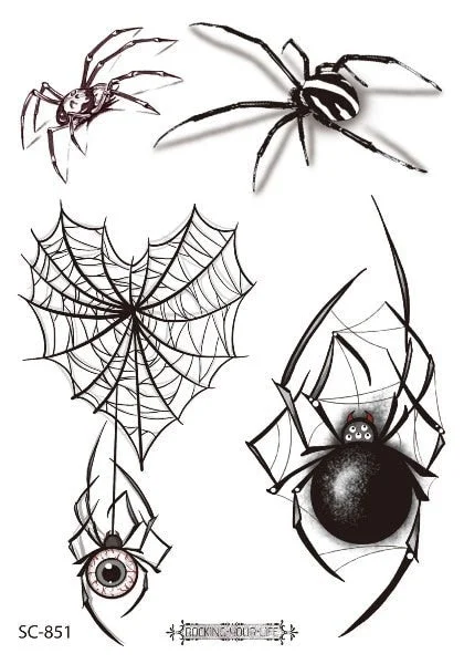 3D Spider Tattoo Stickers Temporary Tatoo Stickers For Halloween Fake Tatto Body Art Tatuajes Joke Tatouage Temporaire