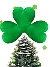 St Patricks Day Tree Topper Green Plush Shamrock with Metal Base for Decor Gift