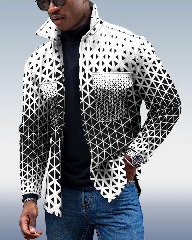 Men's Casual Geometric Pattern Jacket 001
