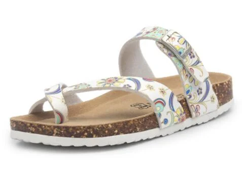 flower print cork sandals women clip toe slippers narrow band flip flops lovers platform sandals summer beach shoes size 45 c455
