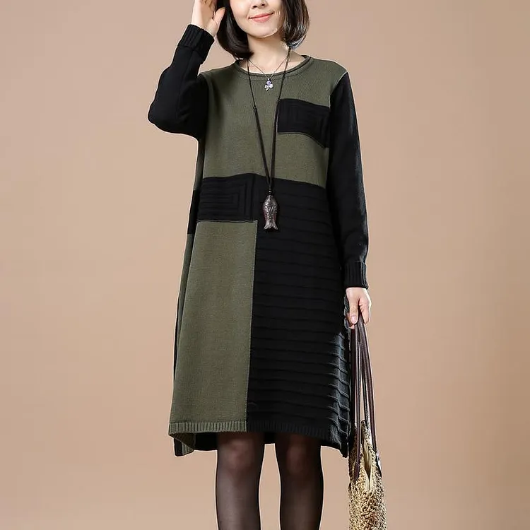black long sweaters color patchwork