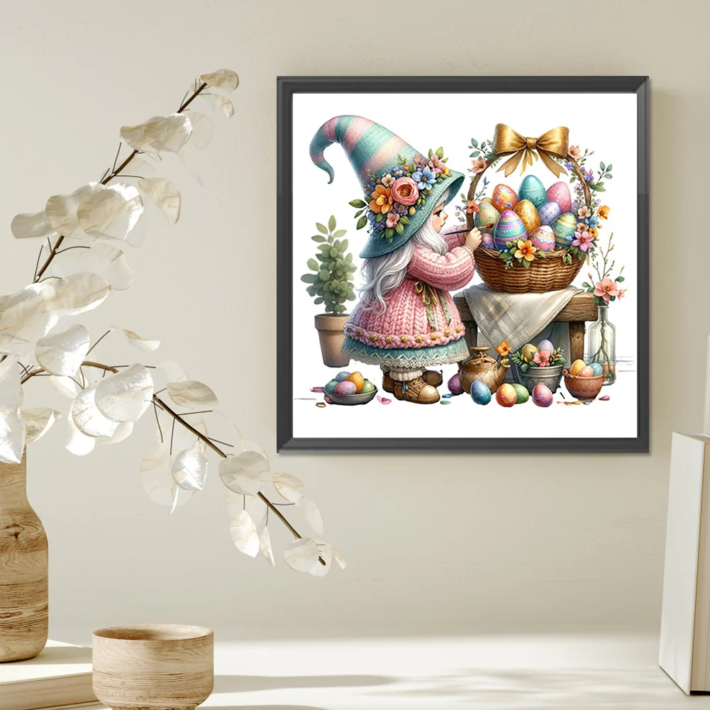 Partial AB Diamond Painting - Full Round Drill - Egg Painting Gnome(Canvas|35*35cm)
