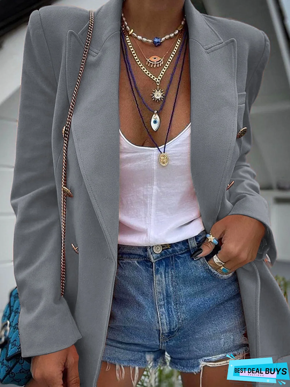 Buttoned Casual Closure Collar Outerwear