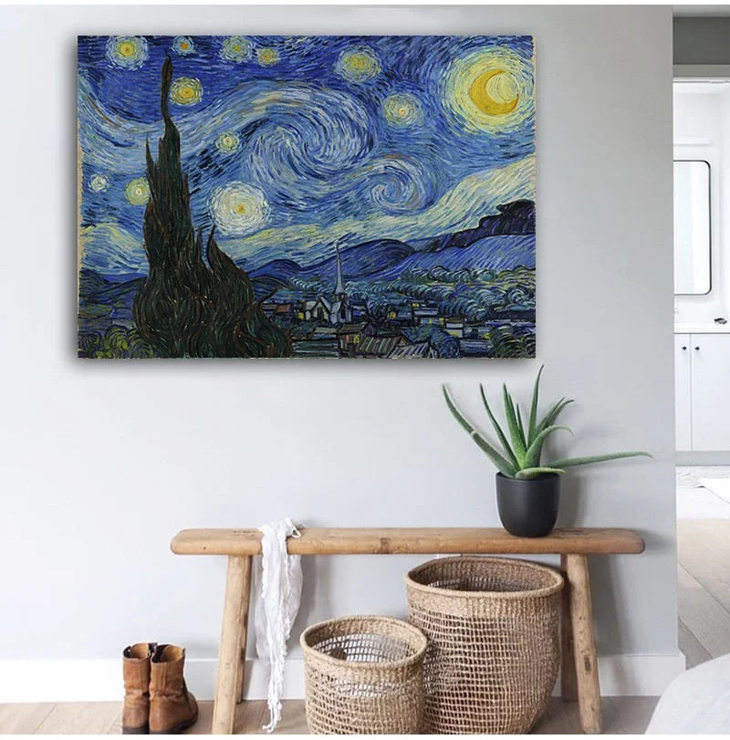 Van Gogh Starry Night Abstract Landscape Canvas Poster Famous Classic Wall Art Print Decorative Picture Modern Living Room Decor