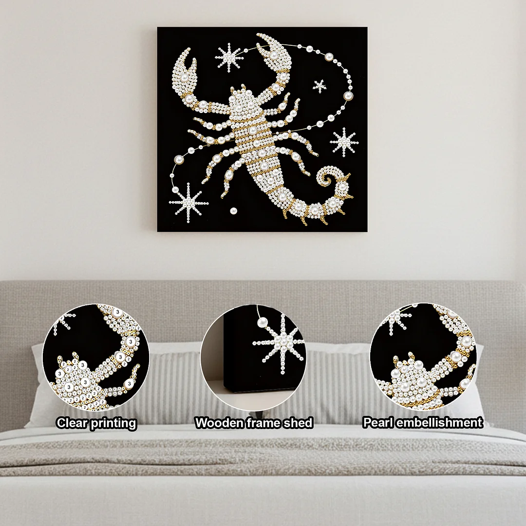 Scorpion DIY Pearl Art Diamond Painting Kit for Adult Home Decor 25x25cm With Frame