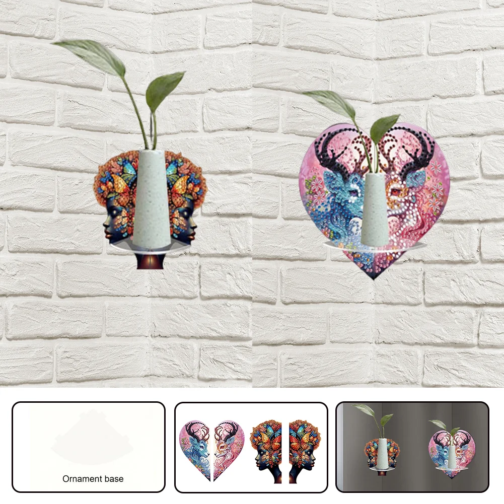 2pcs 2D Flat DIY Diamond Art Pendant DIY Home Decor Hanging Charm Decor (Woman)