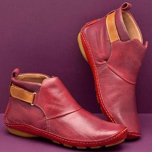 Women'S Vintage Velcro Flat Ankle Boots