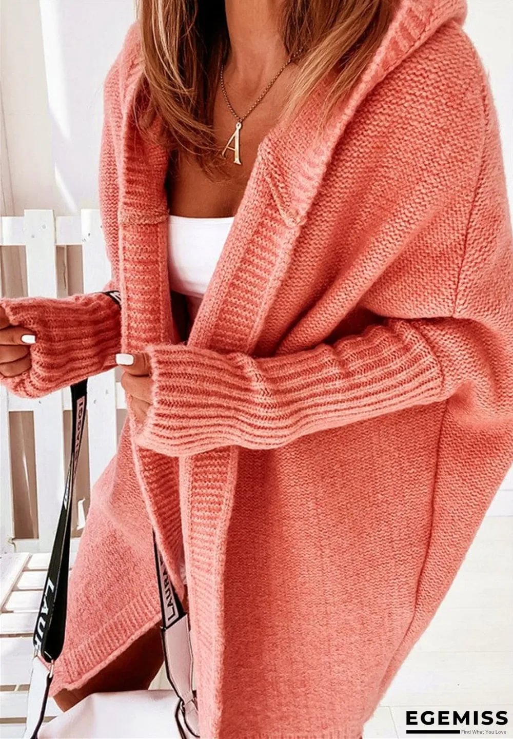 Hooded Bat-shaped Soft Loose Back Stitching Sweater | EGEMISS