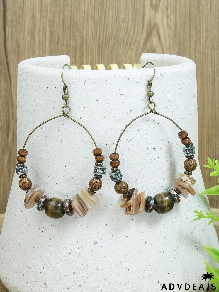 Bead Decor Circle Drop Earrings
