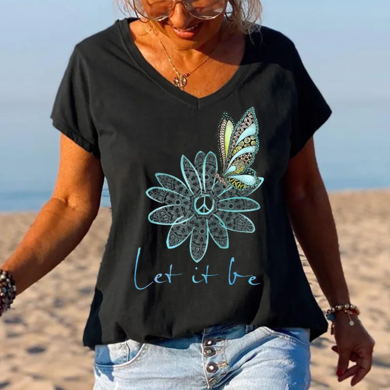 Let it be butterfly flower lLadies Graphic Tees