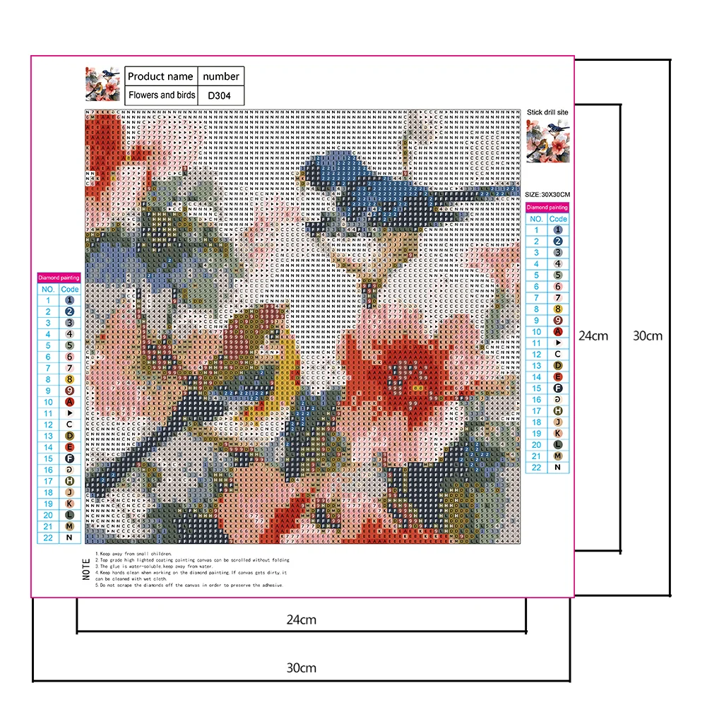 Diamond Painting - Full Round Drill - Flowers Birds(30*30cm)