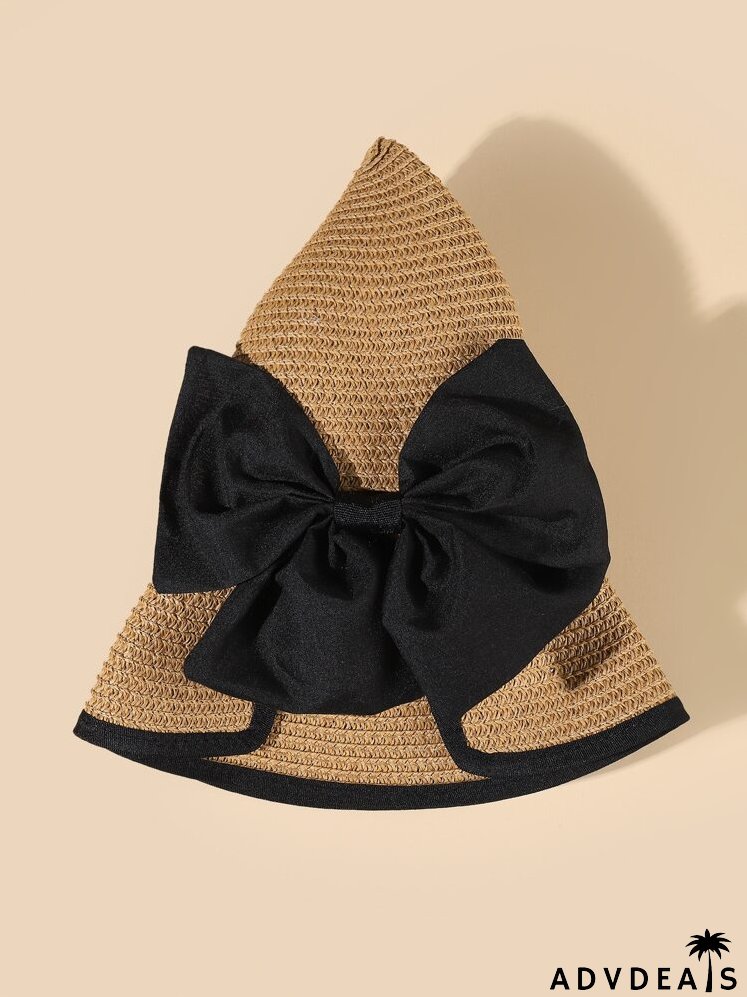 Bow Decor Straw Hat