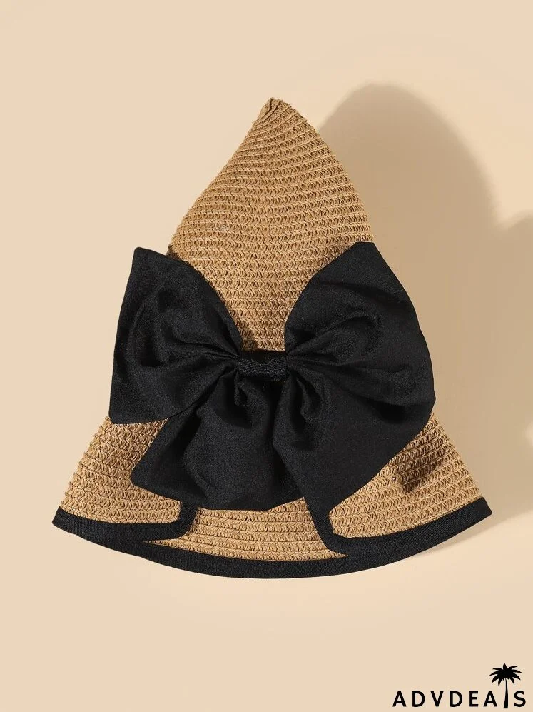 Bow Decor Straw Hat