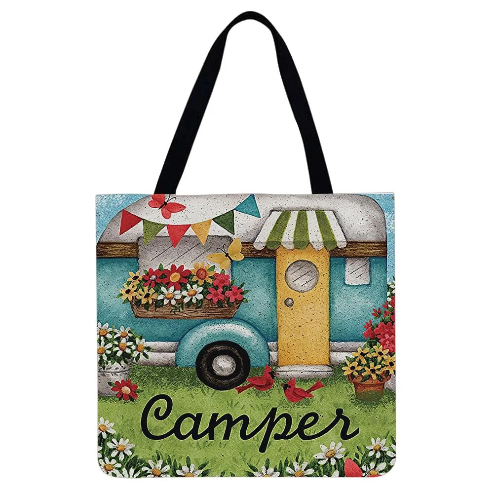 Linen Tote Bag -  Camping