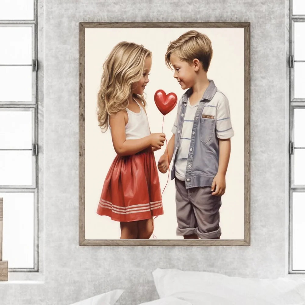 Diamond Painting - Full Round Drill - Kid Sweet Couple(Canvas|30*40cm)