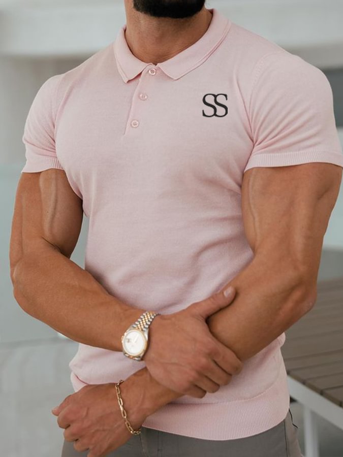 Men's Casual Light Pink Polo Shirt