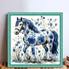 Blue Porcelain Horse - 11CT Stamped Cross Stitch 40*40cm tapestrymarket