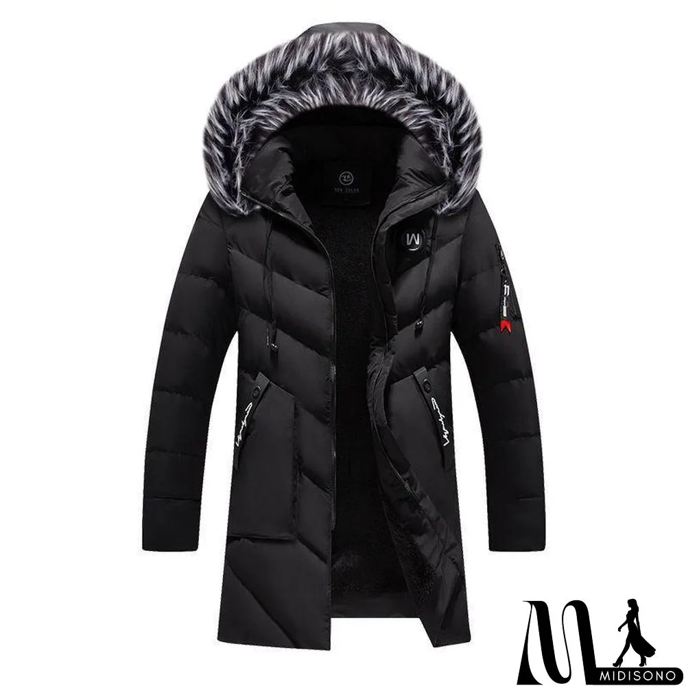 MidiSono - Men's Solid Color Fleece Thick Cotton Coat 31976854YM