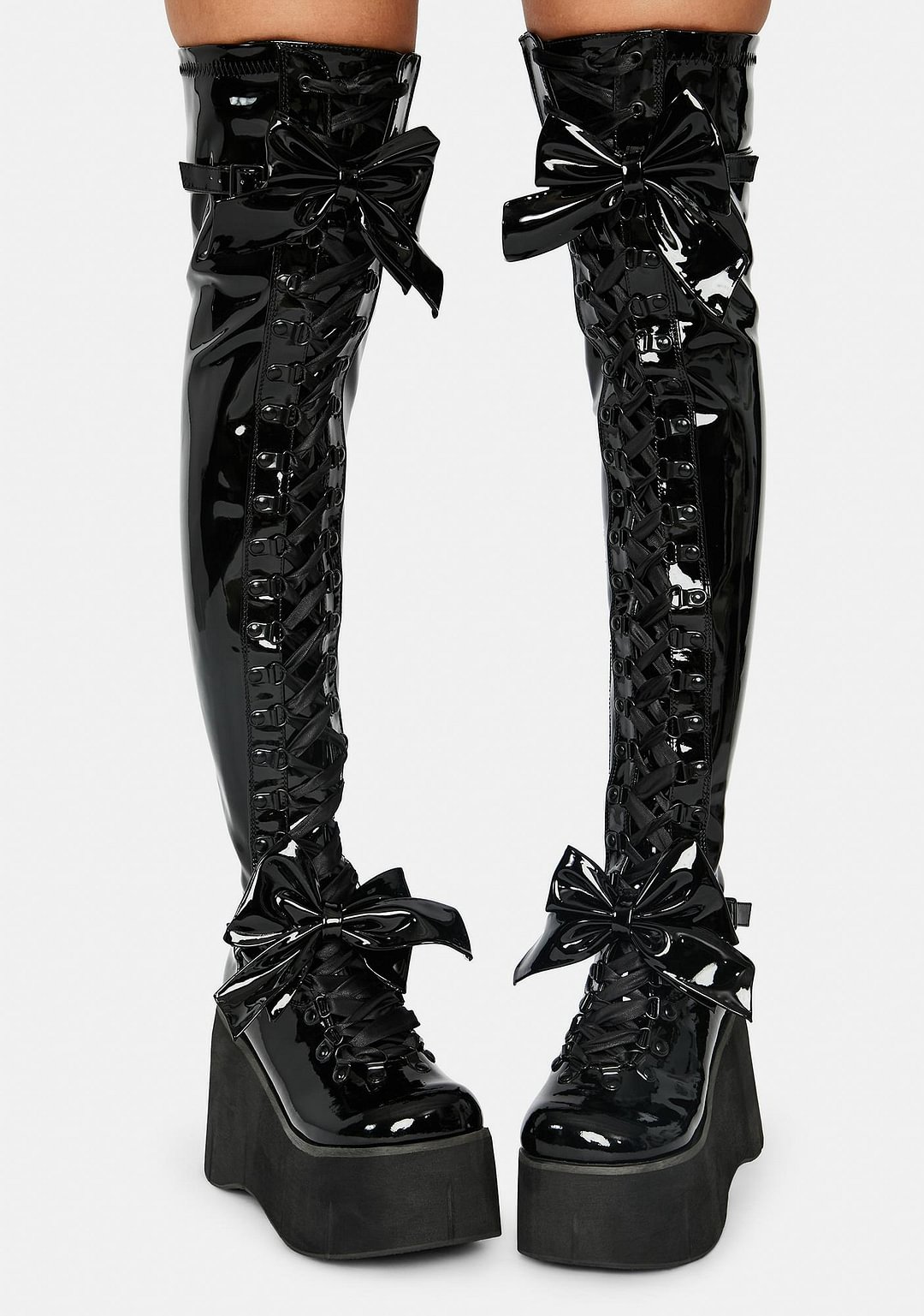 Dreamytide Patent Gothic Princess Thigh High Boots
