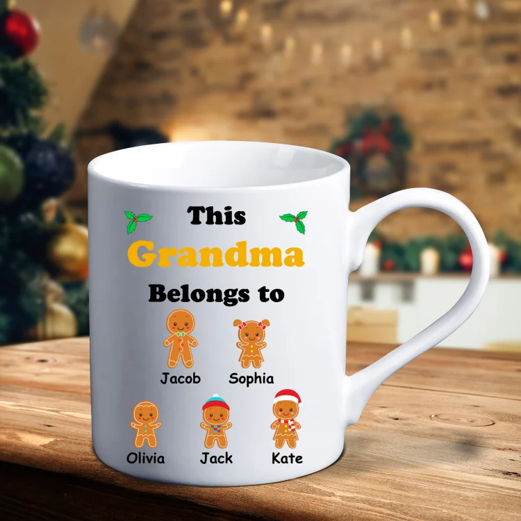Gingerbread Man Ceramic Mug Customized Titles & 1-6 Names Cup Personalized Christmas Mugs Gift for Family