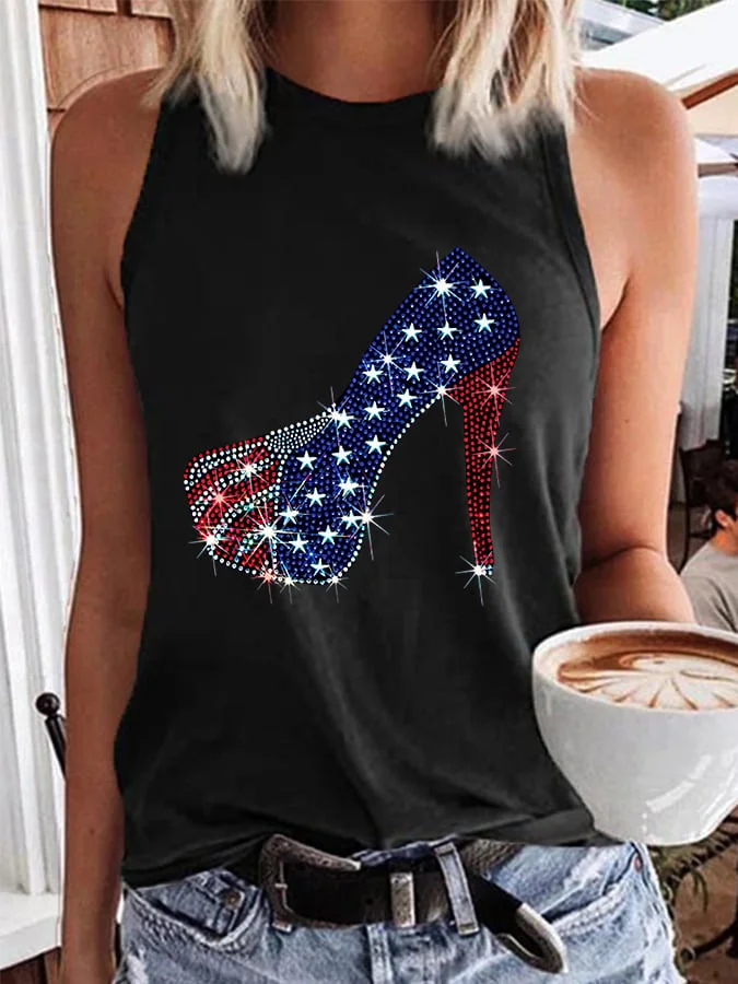 American Flag High Heels Print Women's Vest